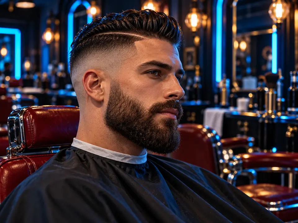 Skin fade with a full beard
