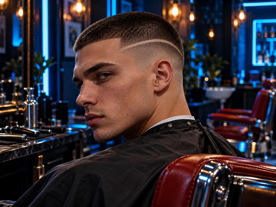 Fade with a hard part line